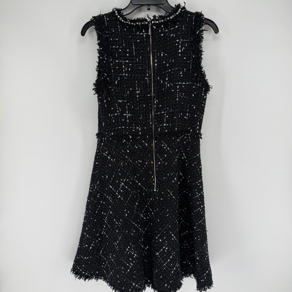 Kate Spade New York Embellished Tweed Dress Black White Fray Hem Womens Size 4 - Picture 5 of 8
